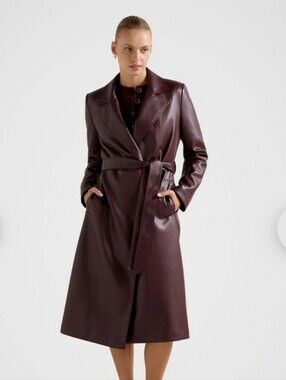 ✨NEW✨ Forever New Burgundy Leather Trench Coat with Belt - Fits XS - S